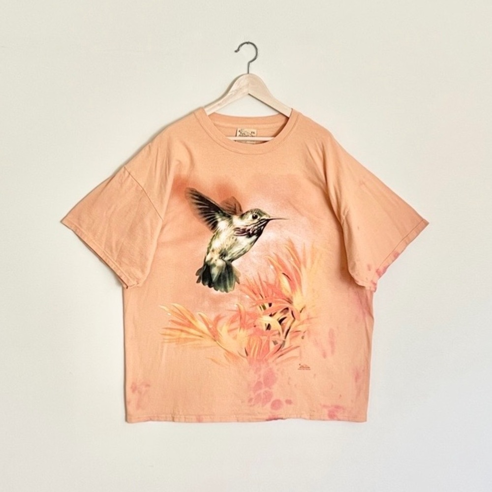 Vintage Y2K Hummingbird Greg Giordano Orange Tie Dye T Shirt Adult size 2XL